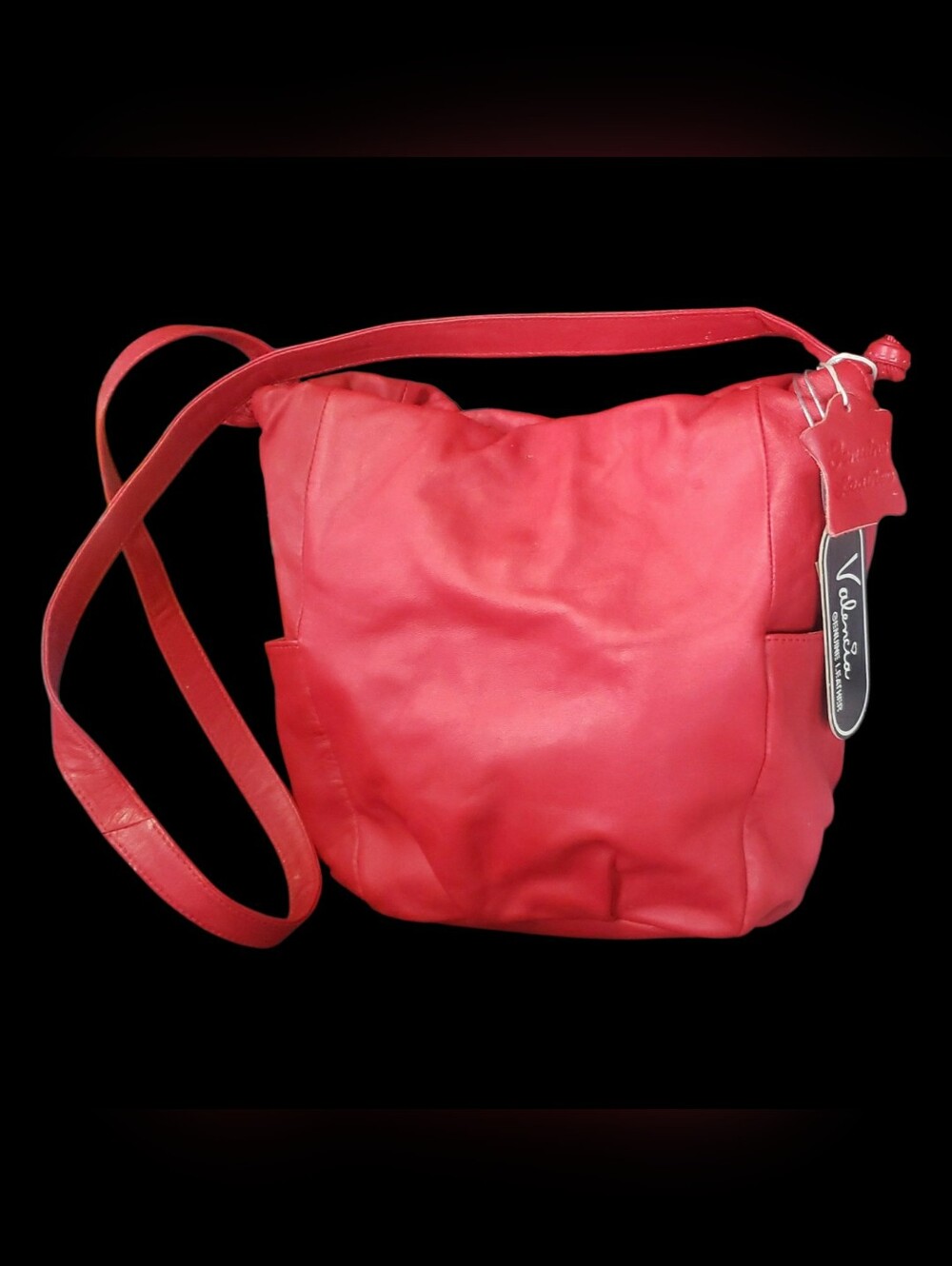 NWT Vintage 1980's Genuine Leather Red Crossbody Boho Bag Bohemian Classic 🔥🥵
